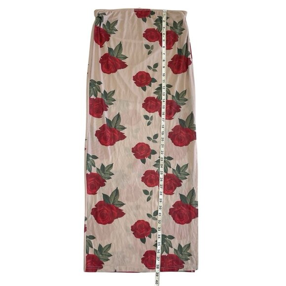 Justify Womens Y2K Floral Chiffon Midi Skirt L Cottagecore Romantic Boho Neutral - Picture 8 of 11